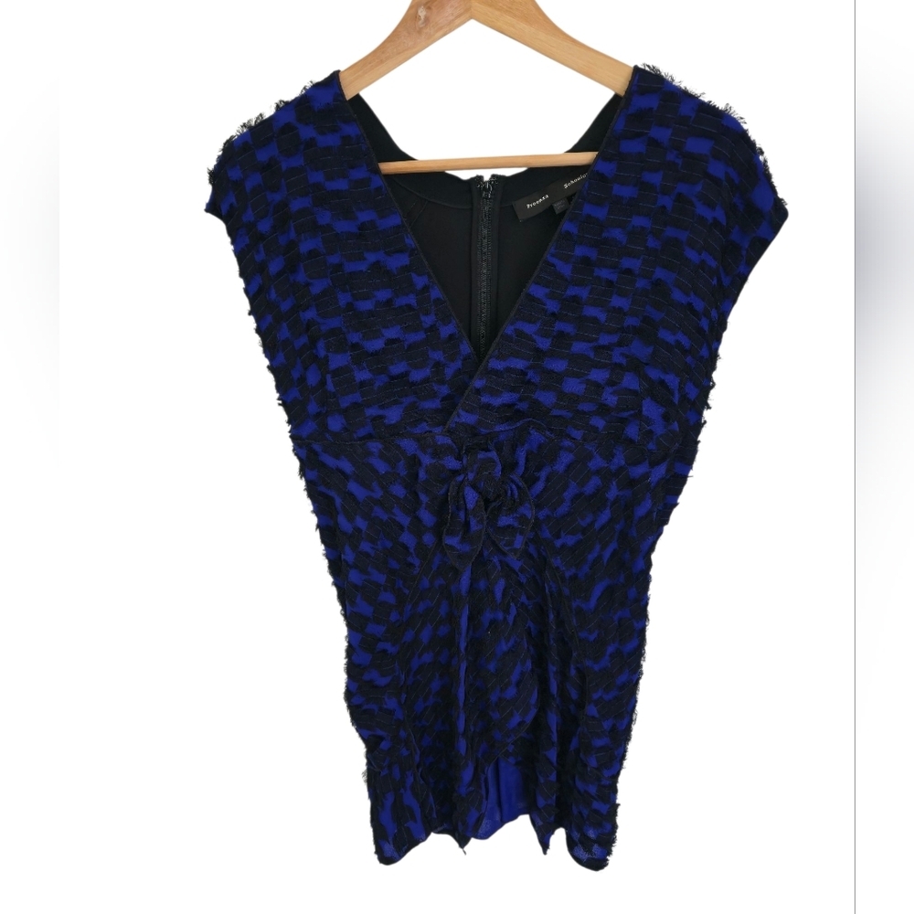 Proenza Schouler V Neck Ruffles Knot Front Top Blue Size 12